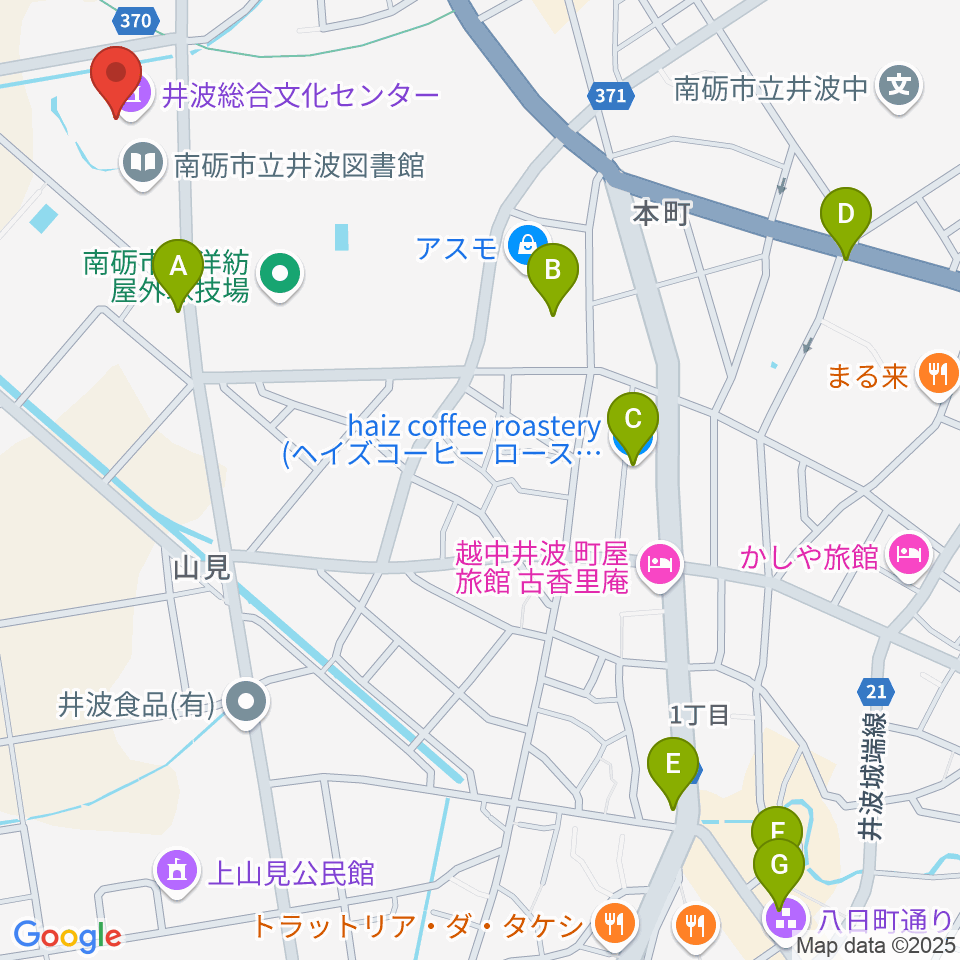 井波総合文化センター周辺のカフェ一覧地図