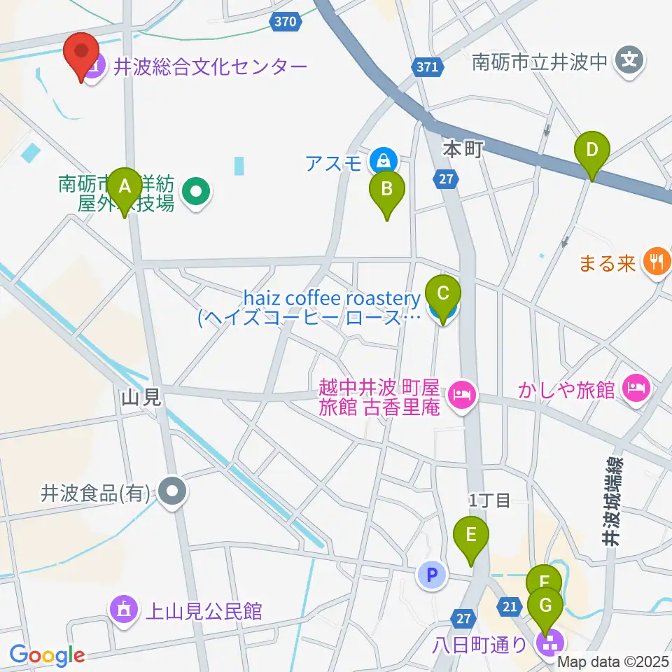井波総合文化センター周辺のカフェ一覧地図