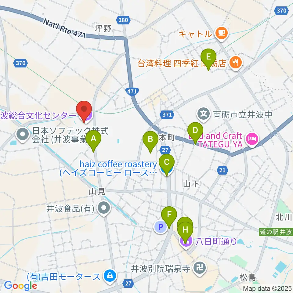 井波総合文化センター周辺のカフェ一覧地図