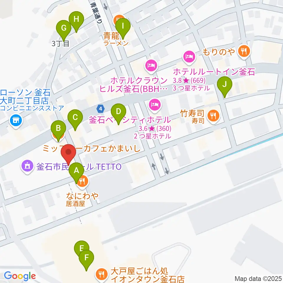 釜石PIT周辺のカフェ一覧地図