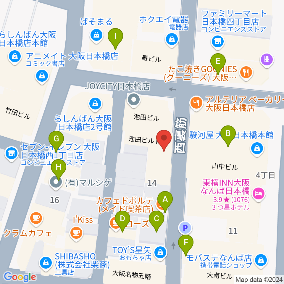 日本橋ポルックスシアター周辺のカフェ一覧地図