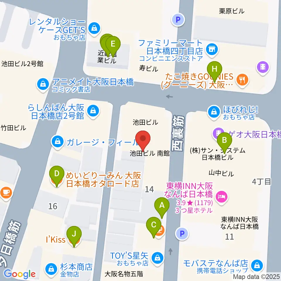 日本橋ポルックスシアター周辺のカフェ一覧地図