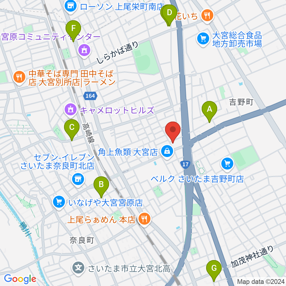 さいたまピアノ工房周辺のカフェ一覧地図