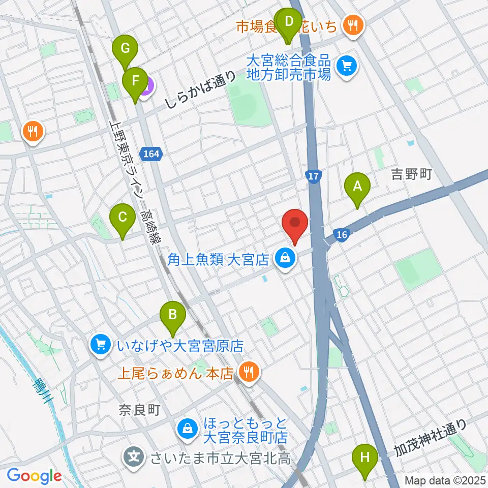 さいたまピアノ工房周辺のカフェ一覧地図