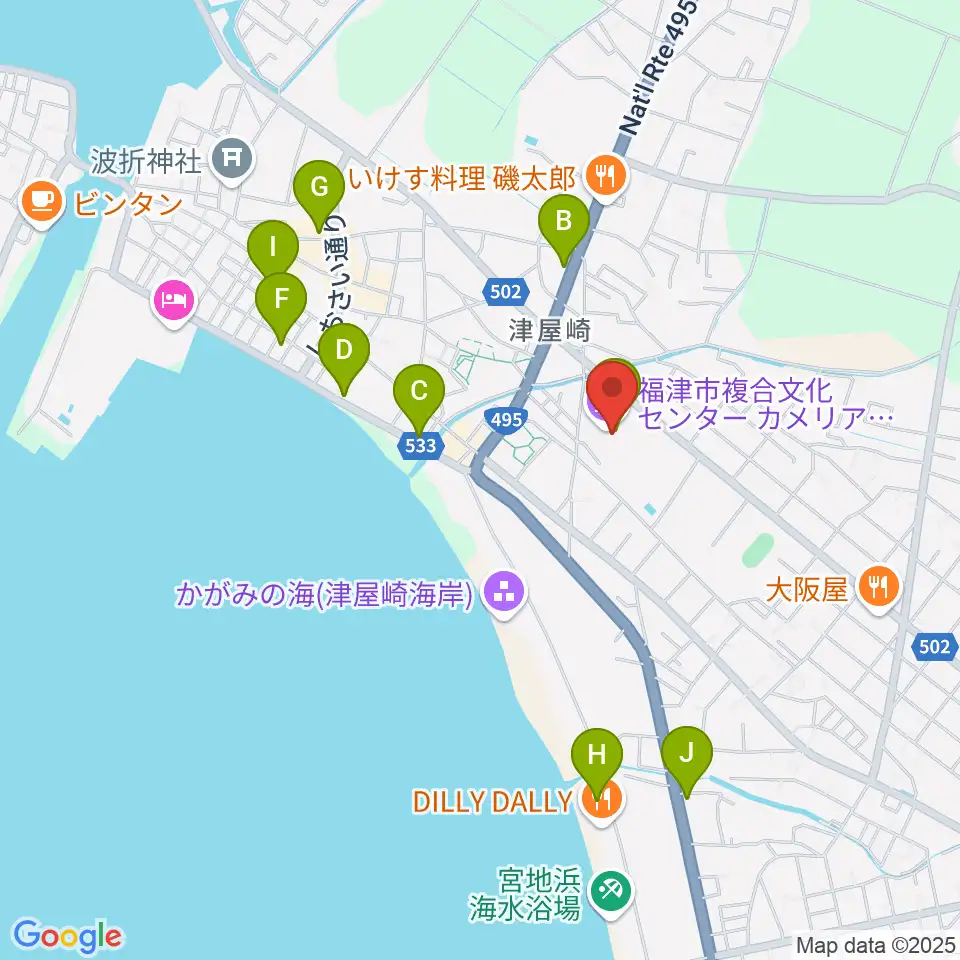 福津市文化会館カメリアホール周辺のカフェ一覧地図
