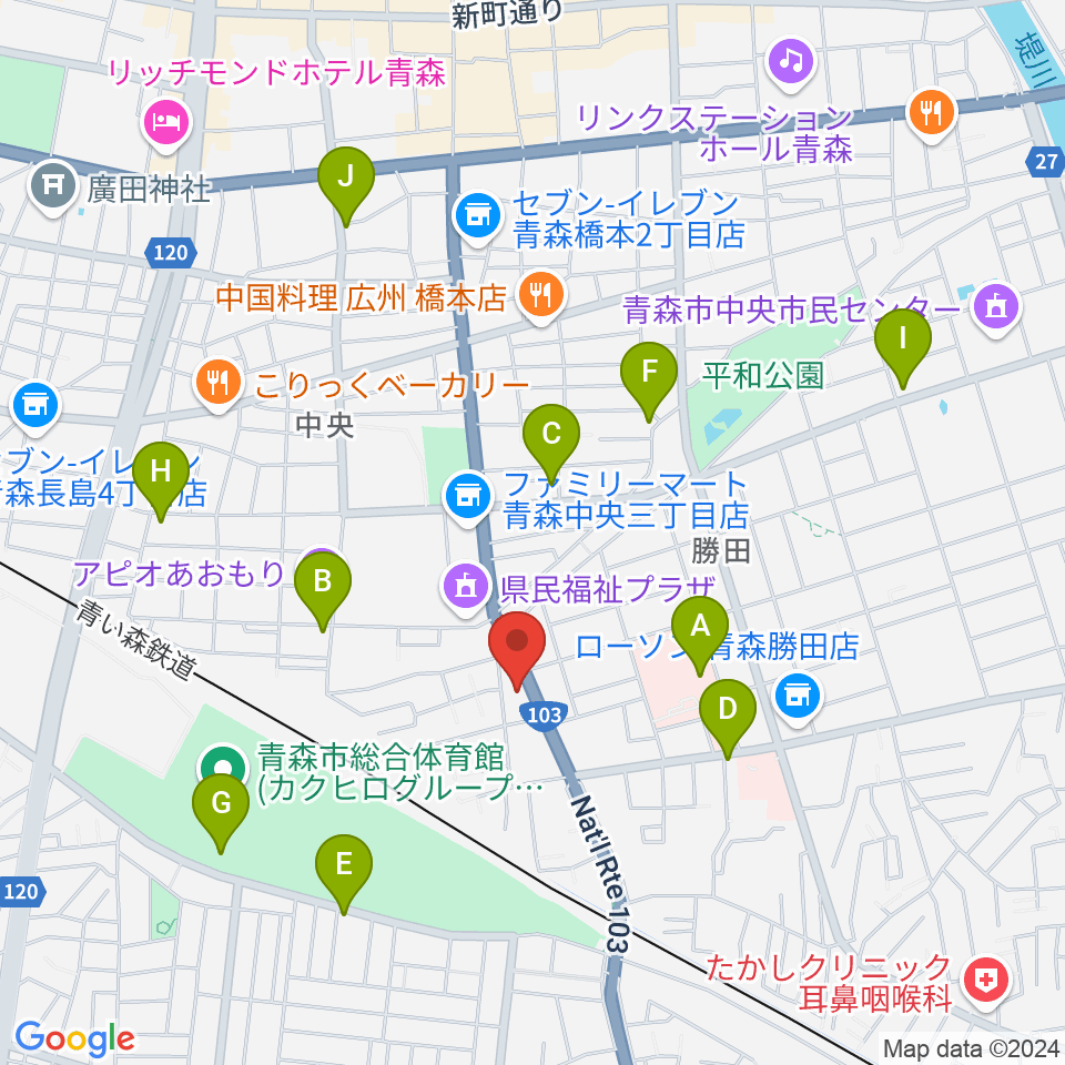 青森サブライム周辺のカフェ一覧地図