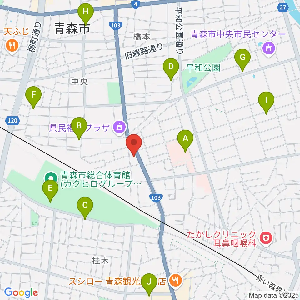 青森サブライム周辺のカフェ一覧地図