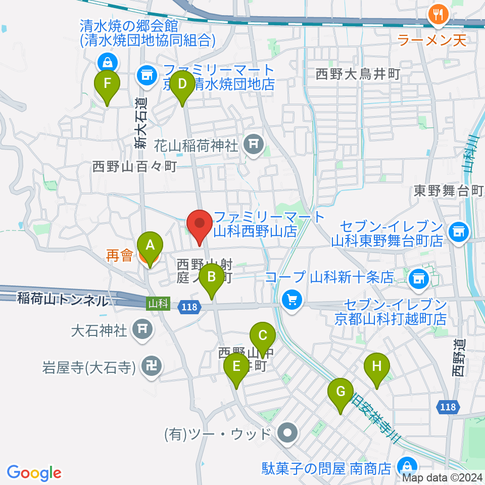 森田ピアノ工房周辺のカフェ一覧地図