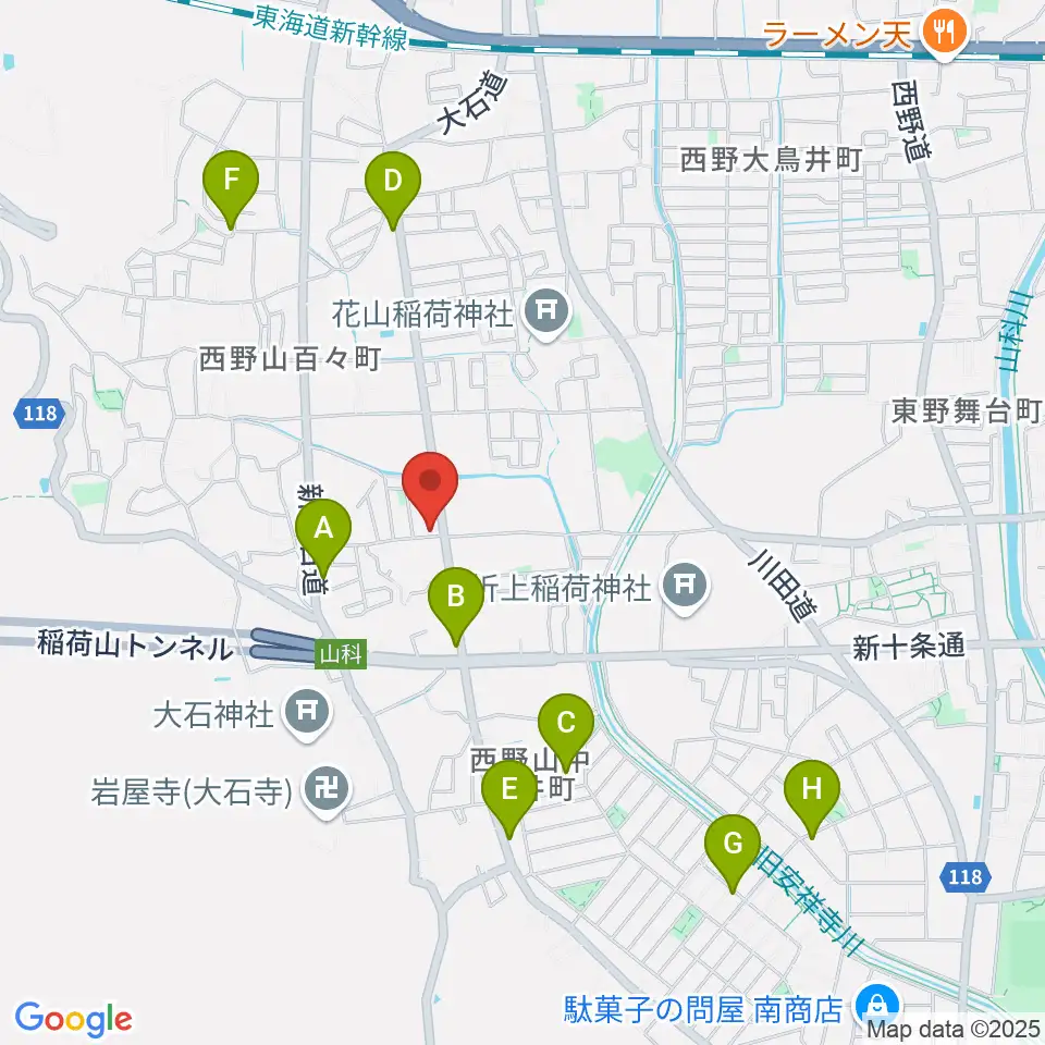 森田ピアノ工房周辺のカフェ一覧地図