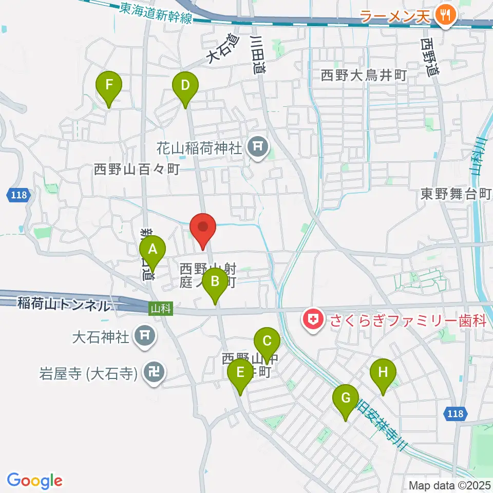 森田ピアノ工房周辺のカフェ一覧地図