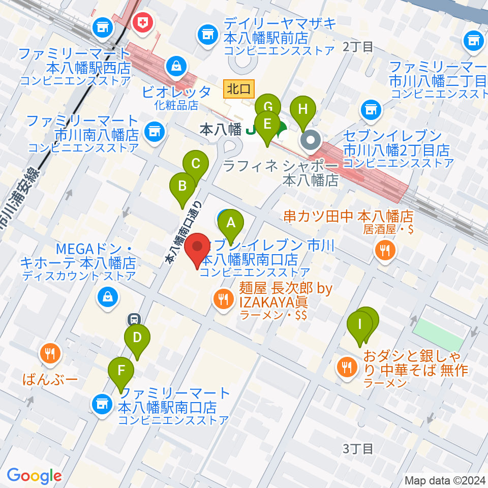 リンキィディンク本八幡周辺のカフェ一覧地図