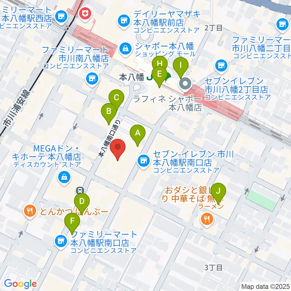 リンキィディンク本八幡周辺のカフェ一覧地図