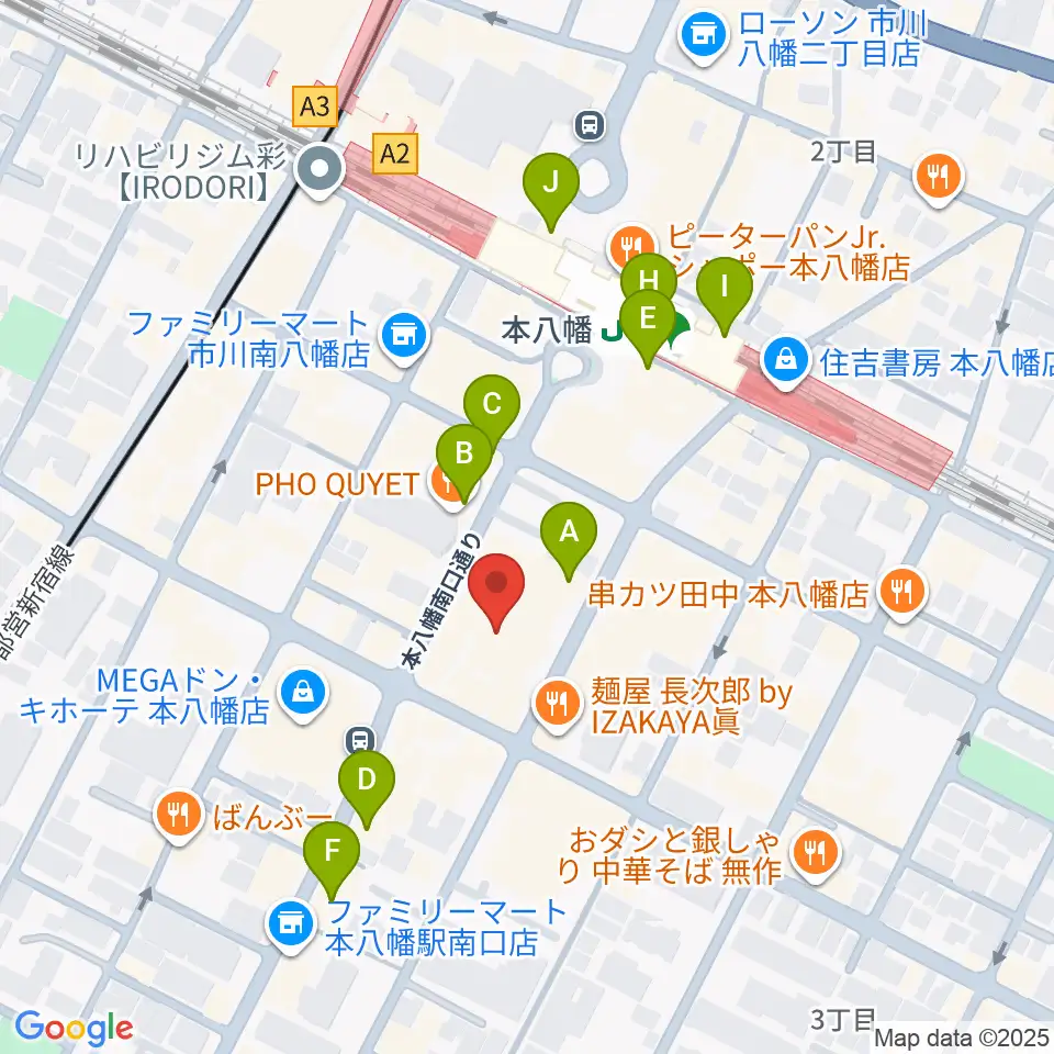 リンキィディンク本八幡周辺のカフェ一覧地図