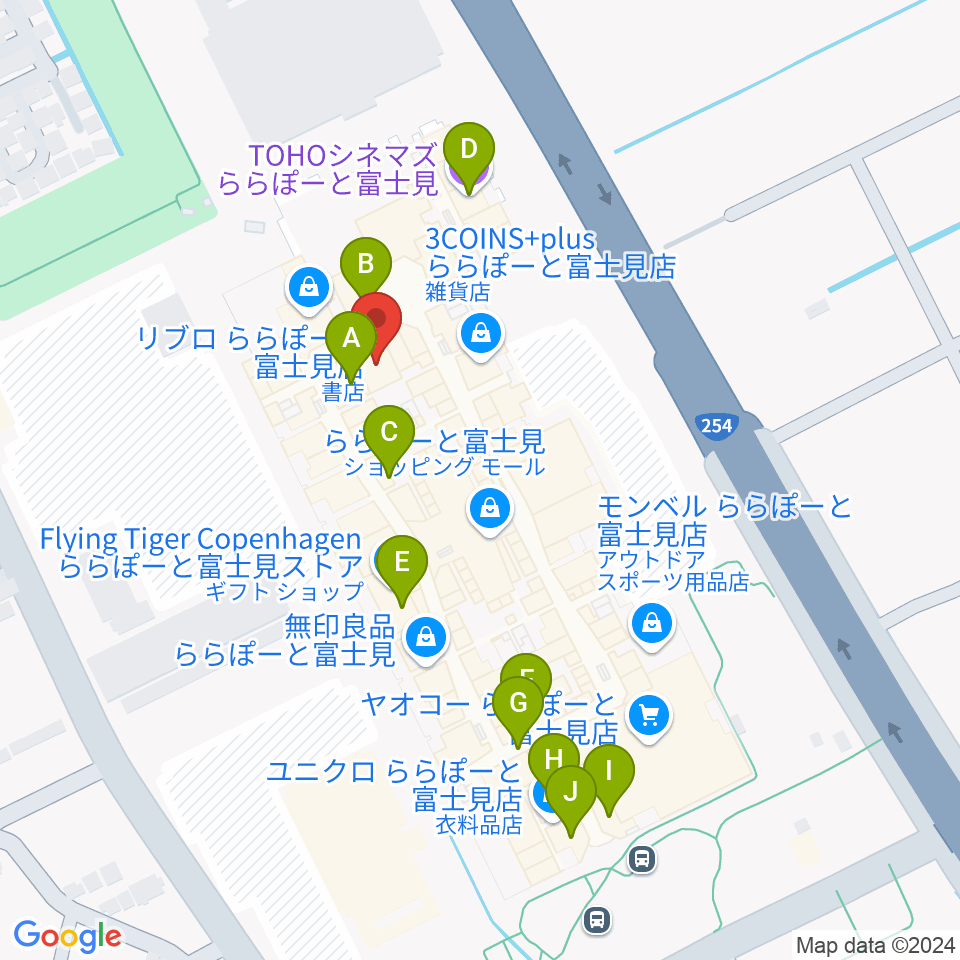 島村楽器 ららぽーと富士見店周辺のカフェ一覧地図