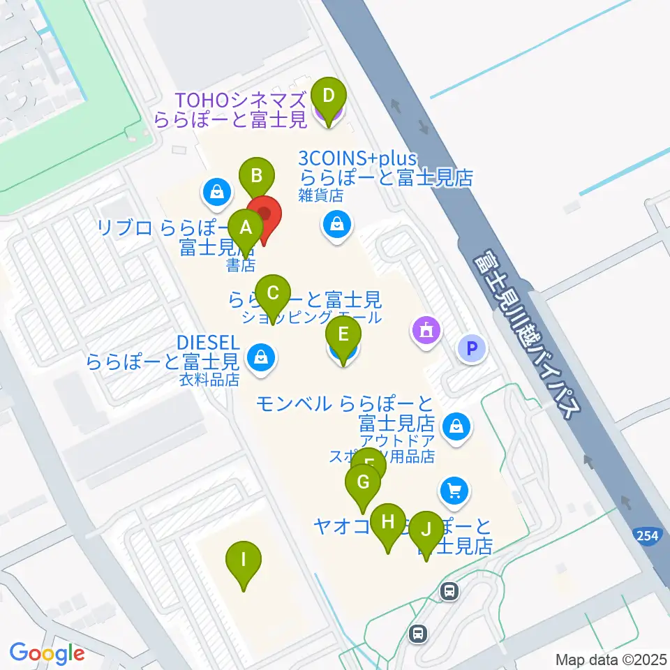 島村楽器 ららぽーと富士見店周辺のカフェ一覧地図