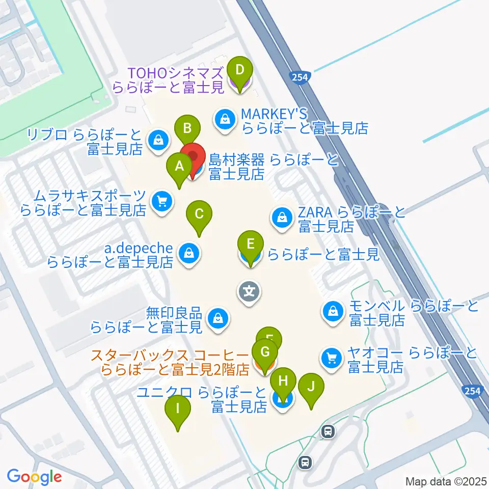 島村楽器 ららぽーと富士見店周辺のカフェ一覧地図