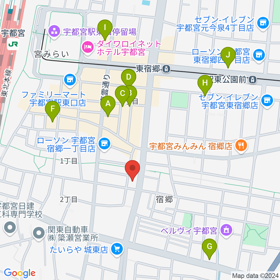 ヤマハミュージック 宇都宮店周辺のカフェ一覧地図