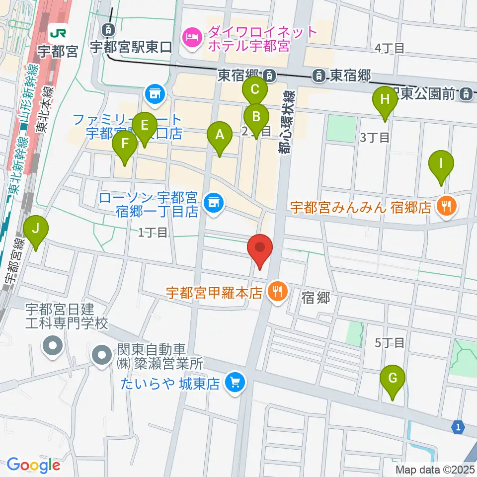ヤマハミュージック宇都宮店周辺のカフェ一覧地図
