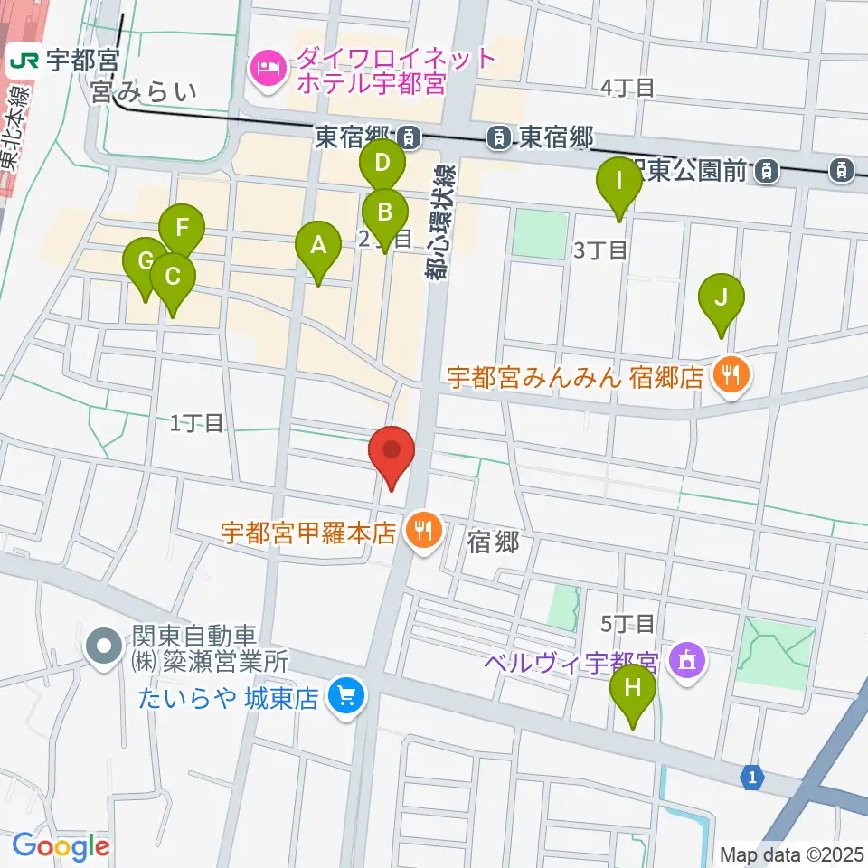ヤマハミュージック宇都宮店周辺のカフェ一覧地図