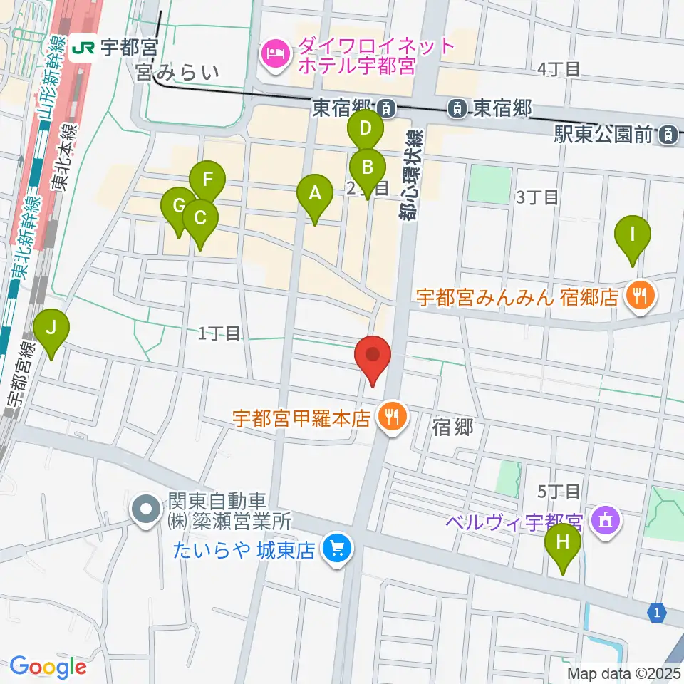 ヤマハミュージック宇都宮店周辺のカフェ一覧地図