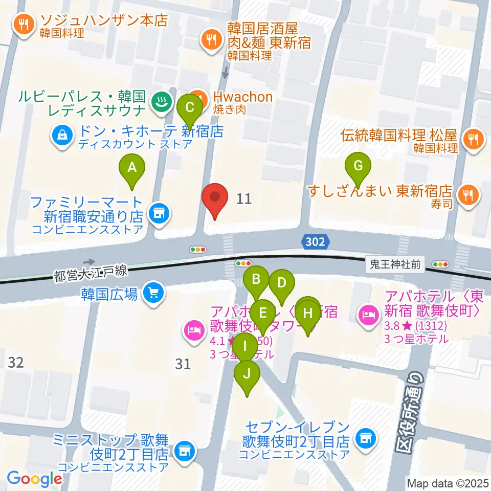 代アニLIVEステーション周辺のカフェ一覧地図