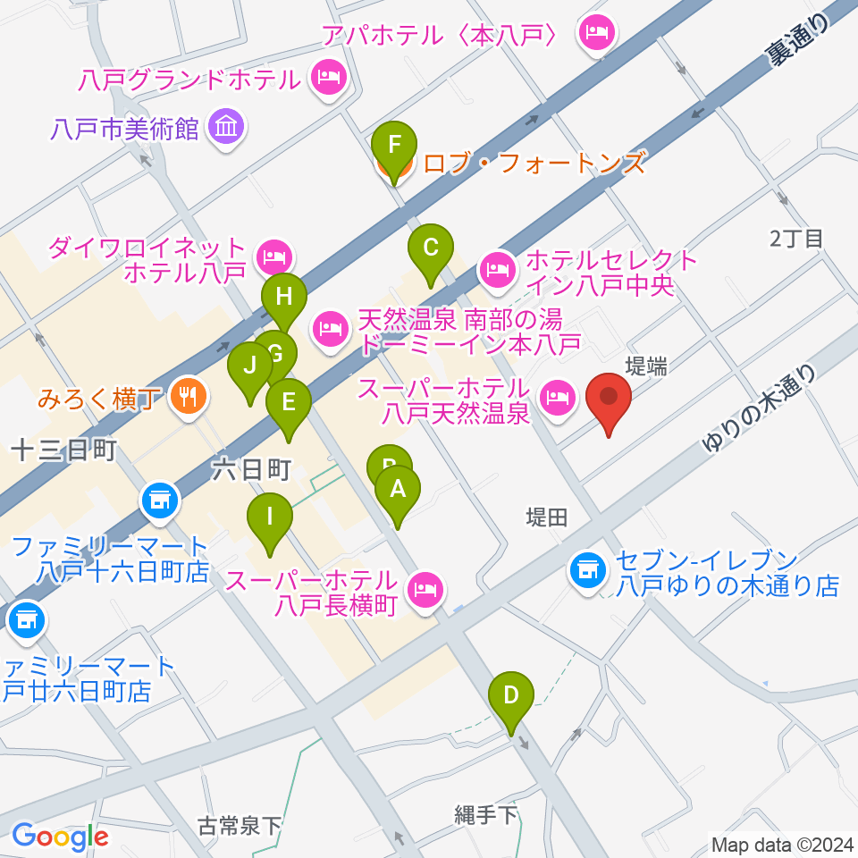 八戸ロックス周辺のカフェ一覧地図