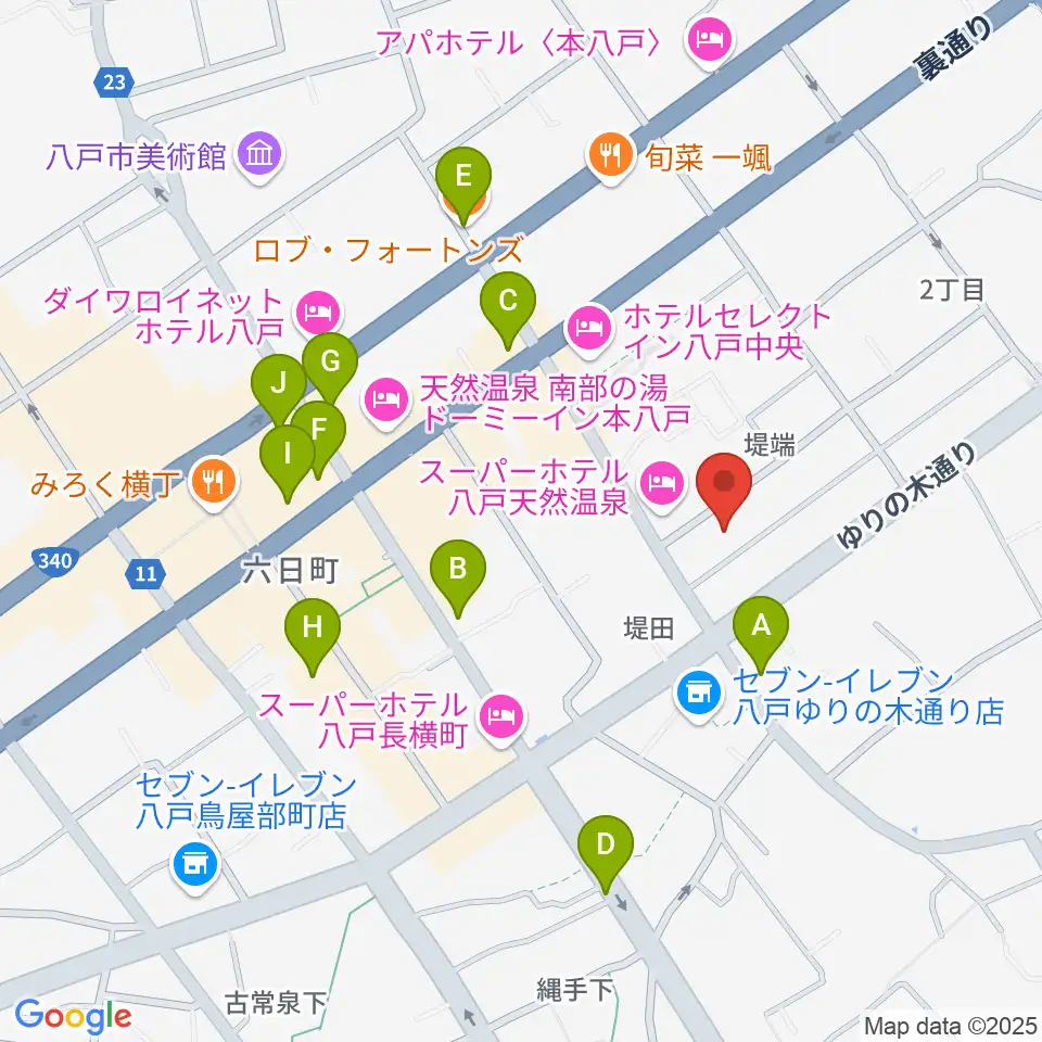 八戸ロックス周辺のカフェ一覧地図