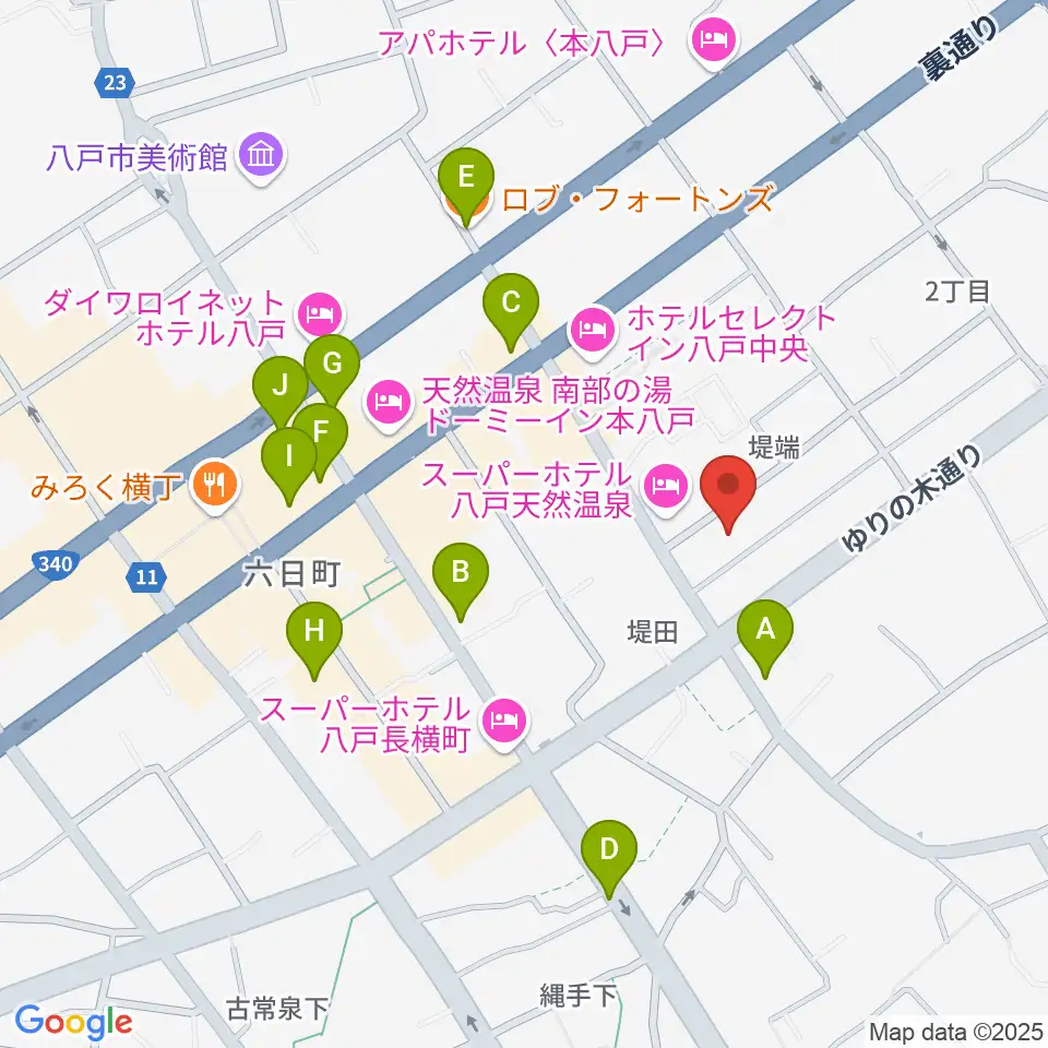 八戸ロックス周辺のカフェ一覧地図