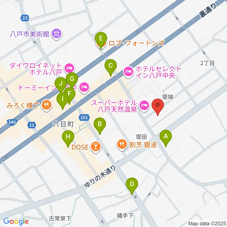 八戸ロックス周辺のカフェ一覧地図