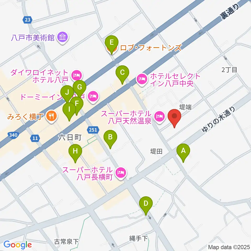 八戸ロックス周辺のカフェ一覧地図
