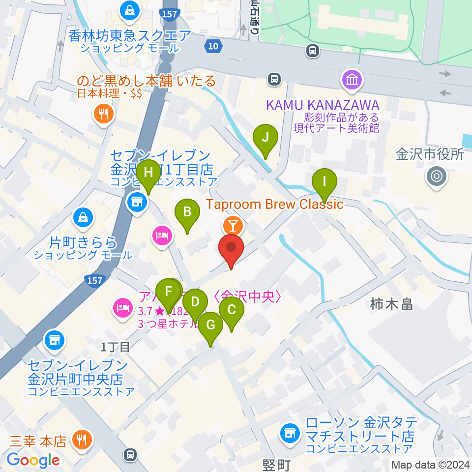 金沢gateBlack周辺のカフェ一覧地図