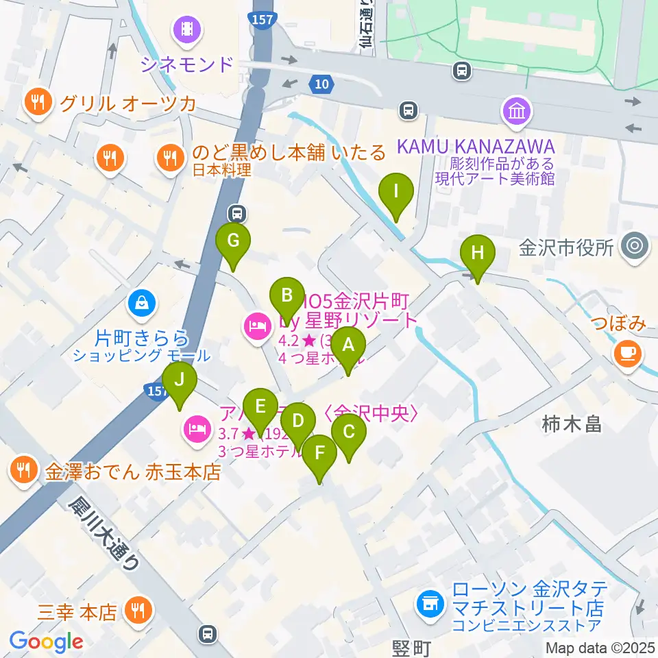 金沢gateBlack周辺のカフェ一覧地図