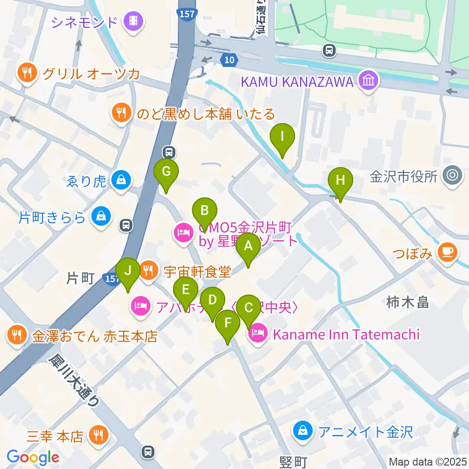 金沢gateBlack周辺のカフェ一覧地図