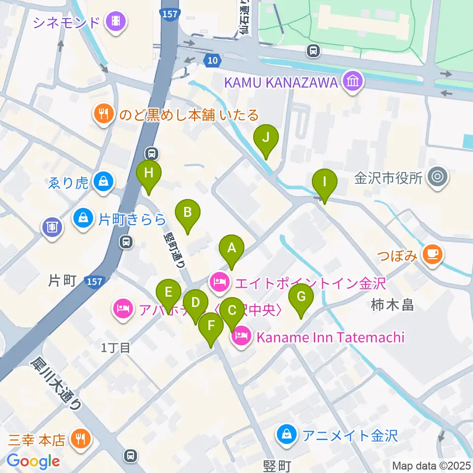金沢gateBlack周辺のカフェ一覧地図