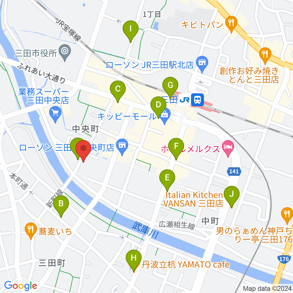 平瀬楽器周辺のカフェ一覧地図