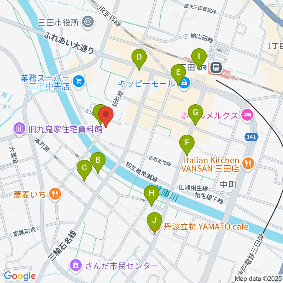 平瀬楽器周辺のカフェ一覧地図