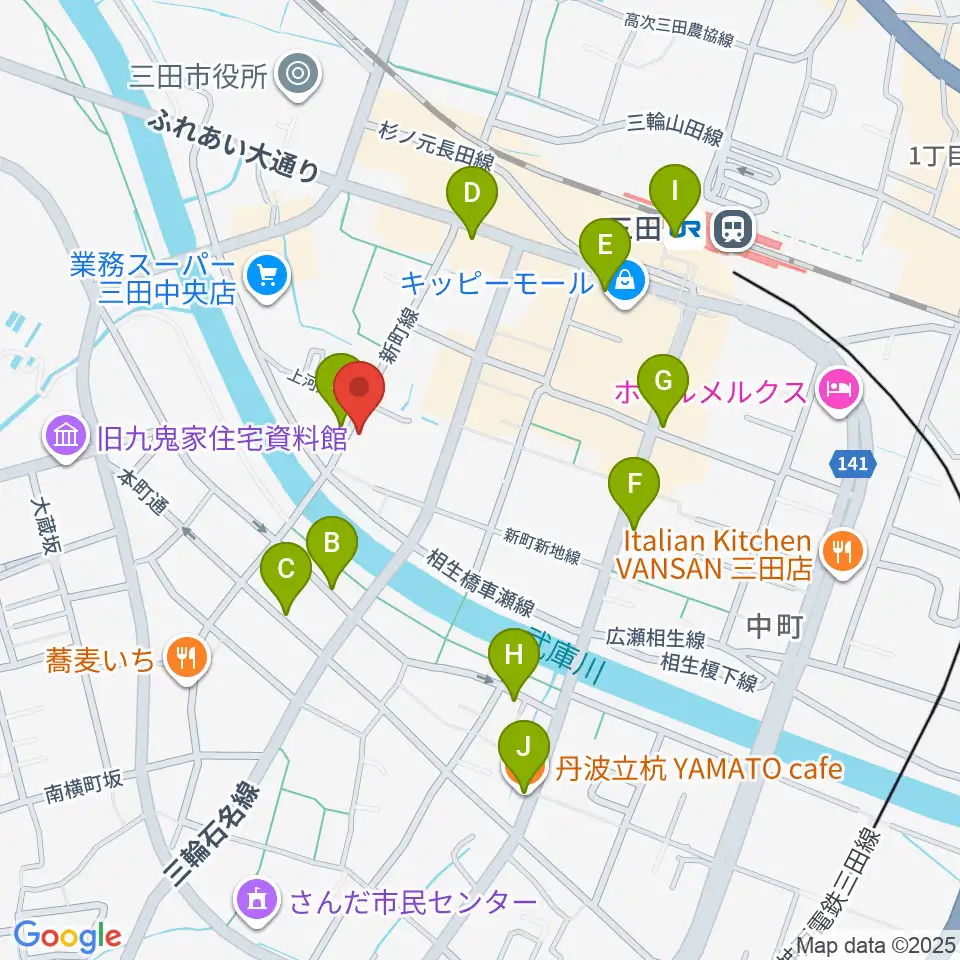 平瀬楽器周辺のカフェ一覧地図