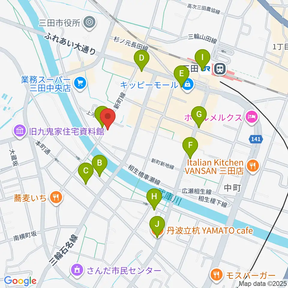 平瀬楽器周辺のカフェ一覧地図