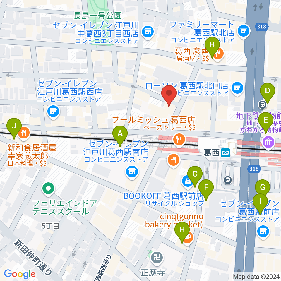 リンキーディンク葛西店周辺のカフェ一覧地図