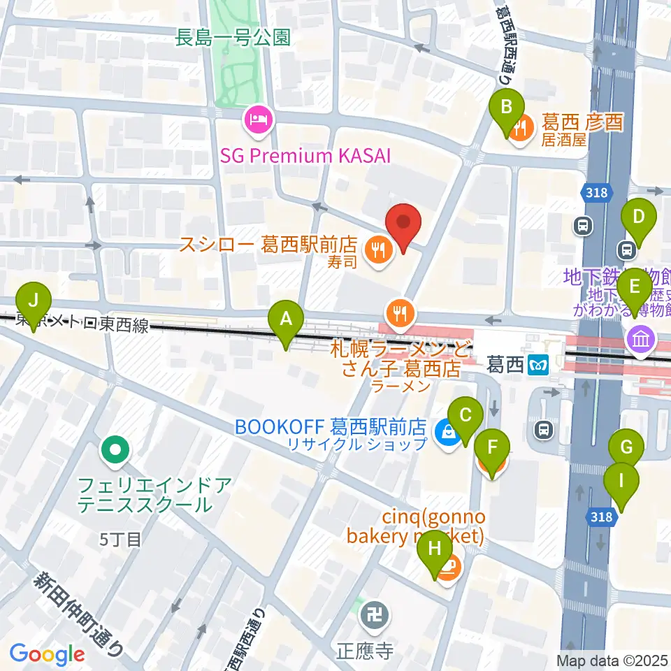 リンキーディンク葛西店周辺のカフェ一覧地図