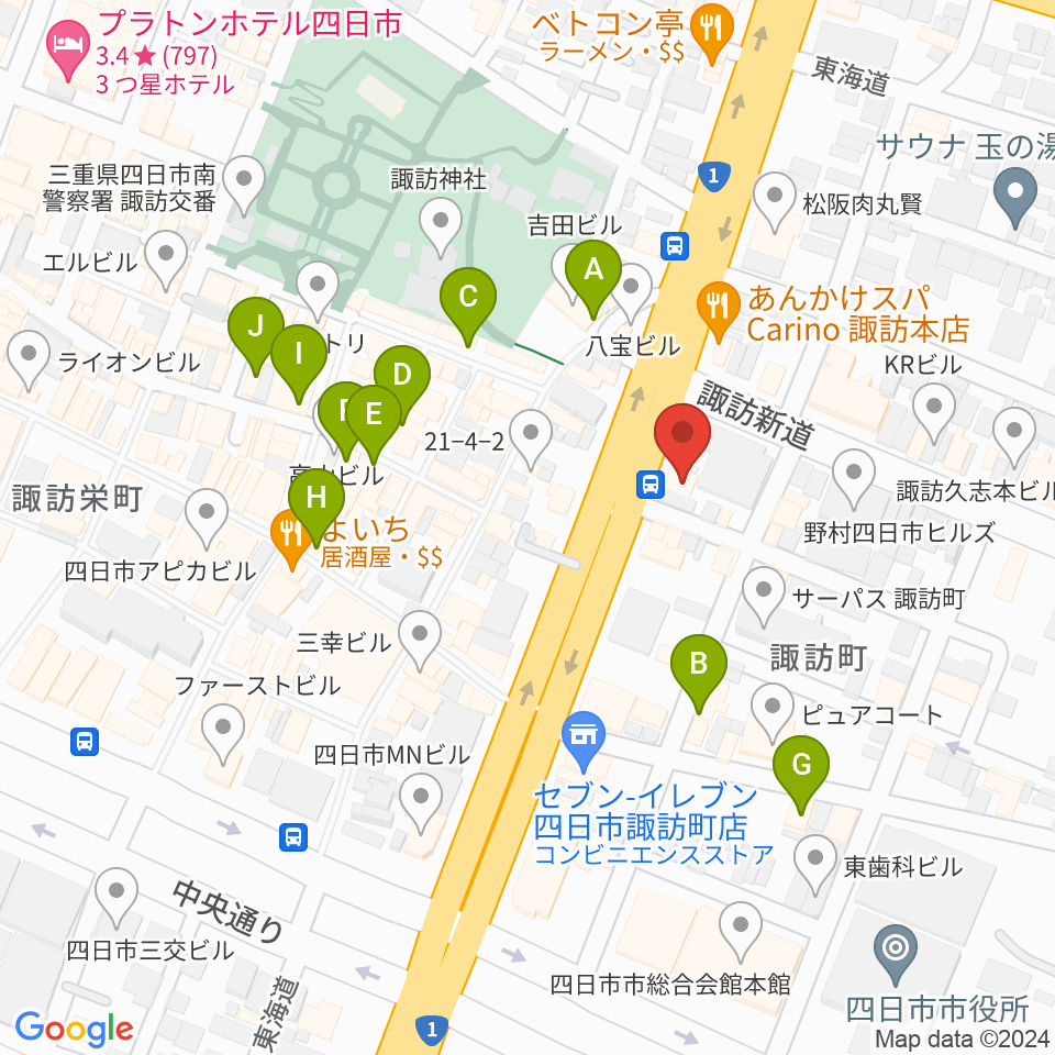 四日市VORTEX周辺のカフェ一覧地図