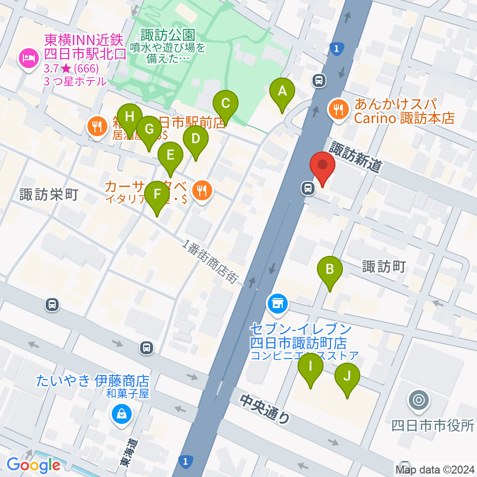 四日市VORTEX周辺のカフェ一覧地図