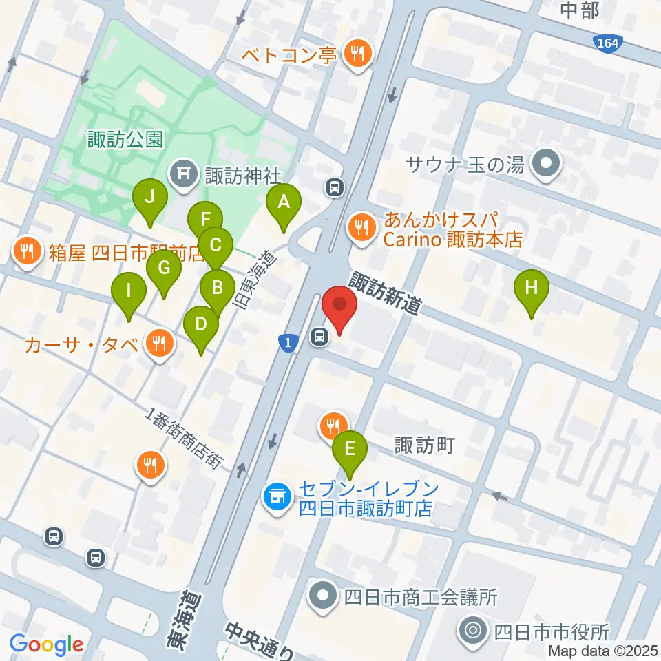 四日市VORTEX周辺のカフェ一覧地図