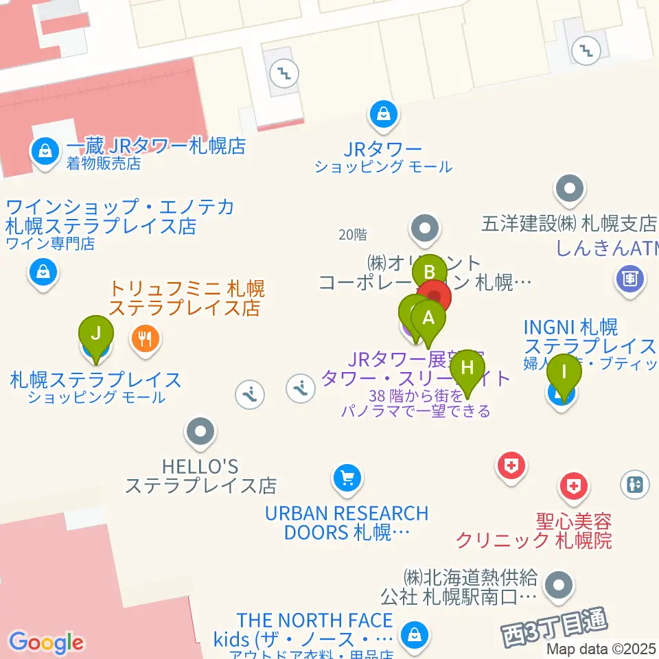 島村楽器 札幌ステラプレイス店周辺のカフェ一覧地図