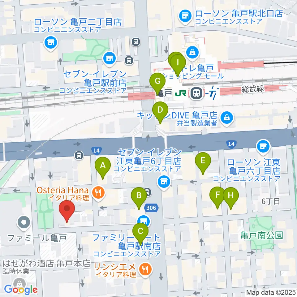 スタジオDIVO亀戸周辺のカフェ一覧地図