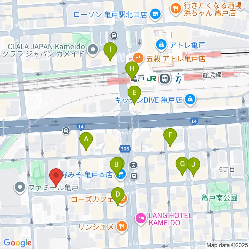 スタジオDIVO亀戸周辺のカフェ一覧地図