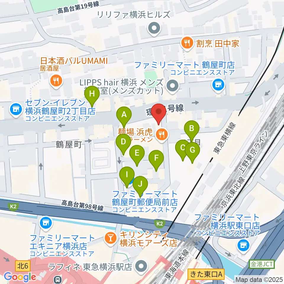 クラウドナインスタジオ 横浜北口店周辺のカフェ一覧地図