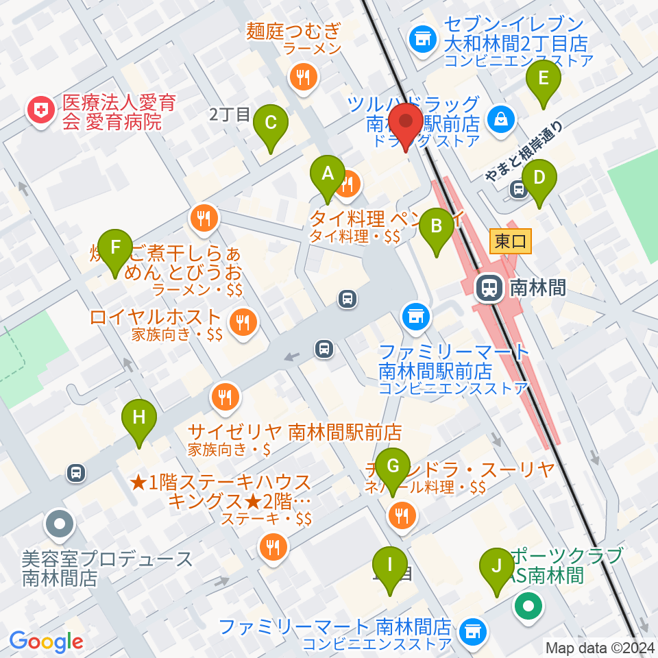 相模楽器 南林間店周辺のカフェ一覧地図