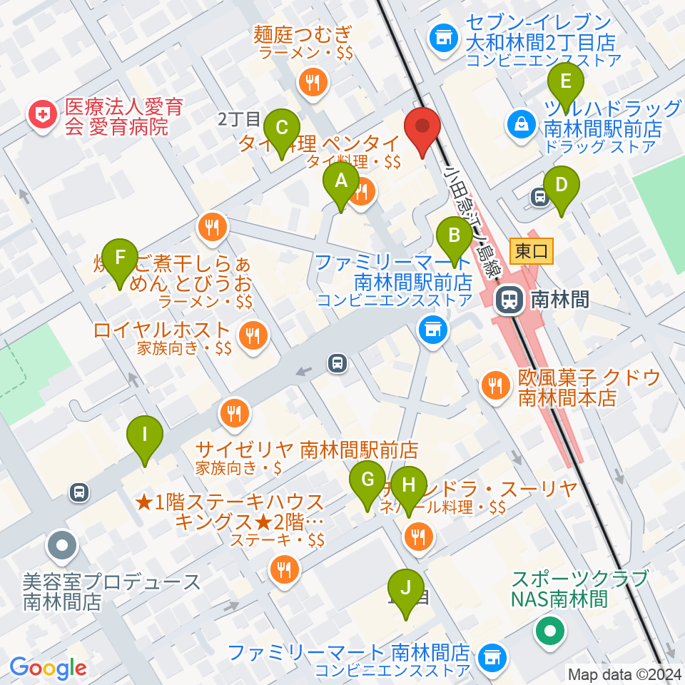 相模楽器 南林間店周辺のカフェ一覧地図