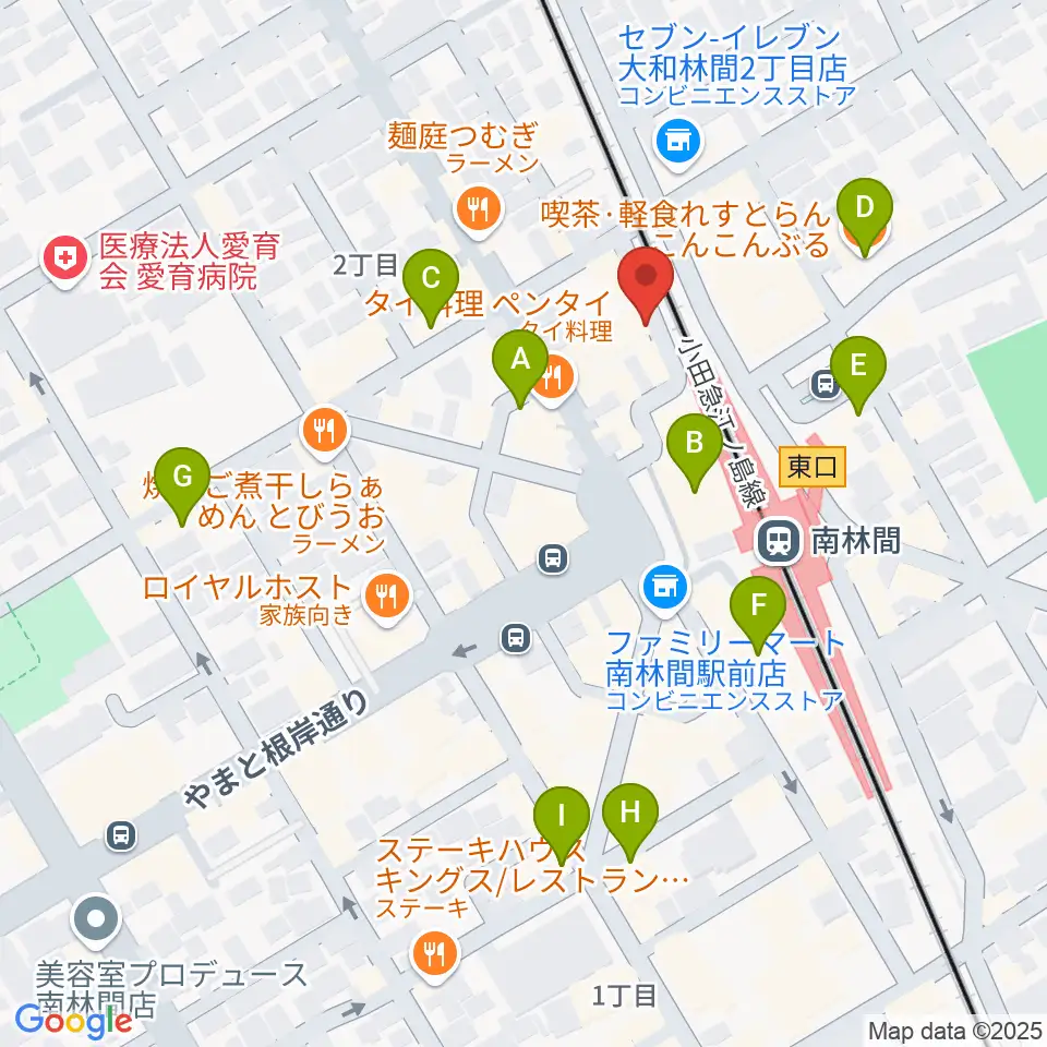 相模楽器 南林間店周辺のカフェ一覧地図